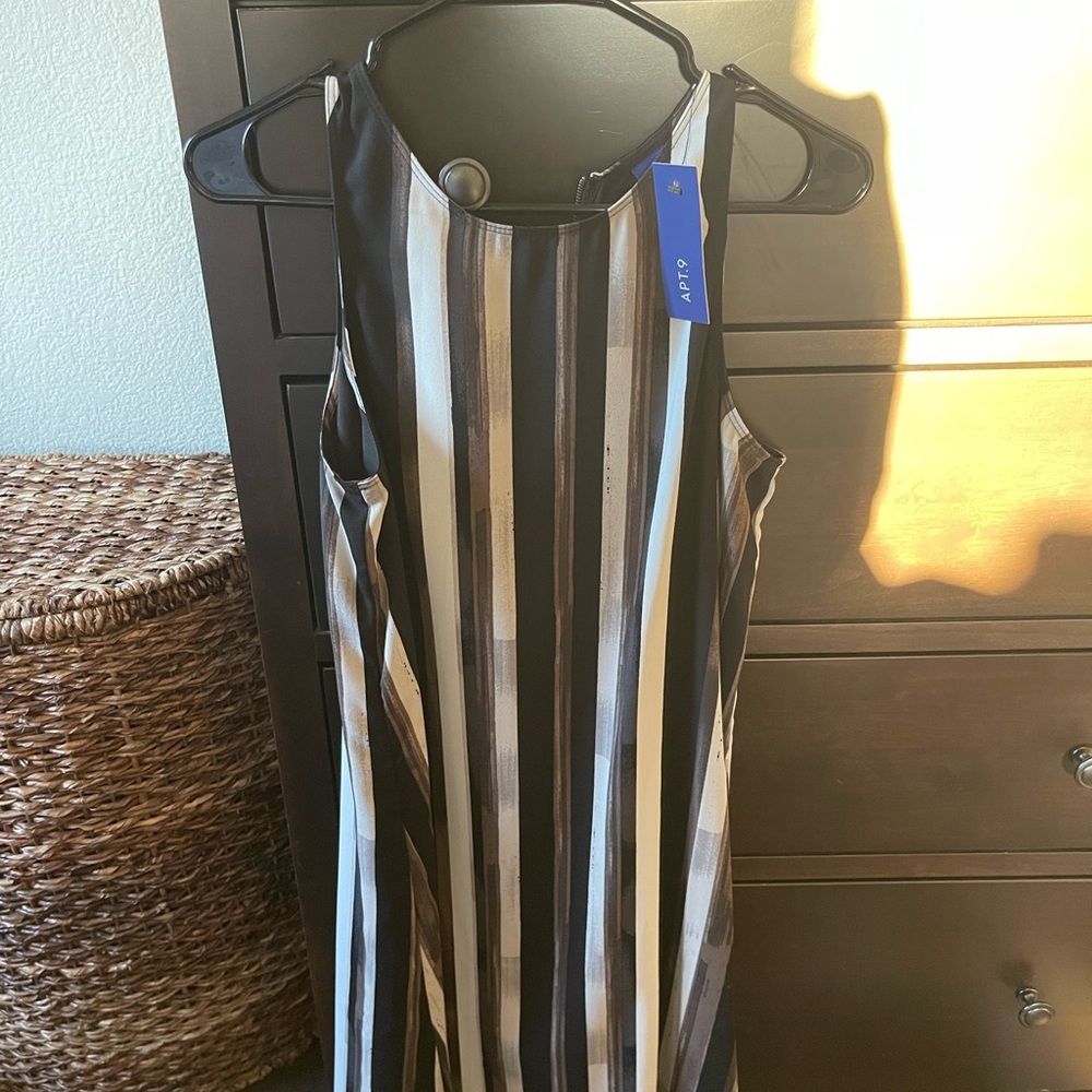 Apt. 9 Striped Sleeveless Dress - Black, White, Tan